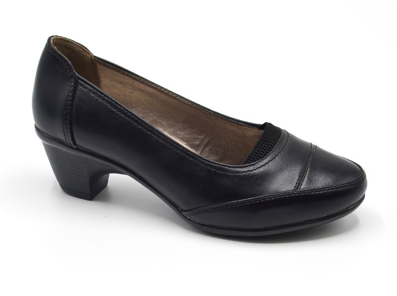 TTP Classic Low Heel Round Toe Slip on Court Shoe with Elasticated Vamp