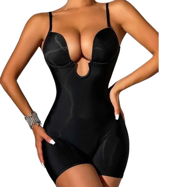 Plunge Backless One Piece Body Shaper Tummy snatcher with Push-up bra
