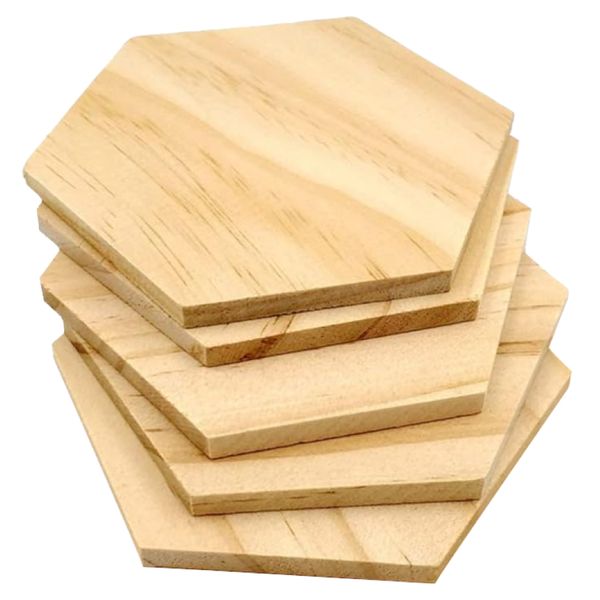 Craft Wooden Hexagon Slices for DIY Painting &amp; Art Projects - Set of 5 (10cm)