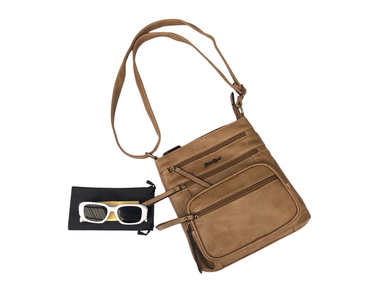 Cotton Road Zipped Crossbody Bag And Sunglasses Set
