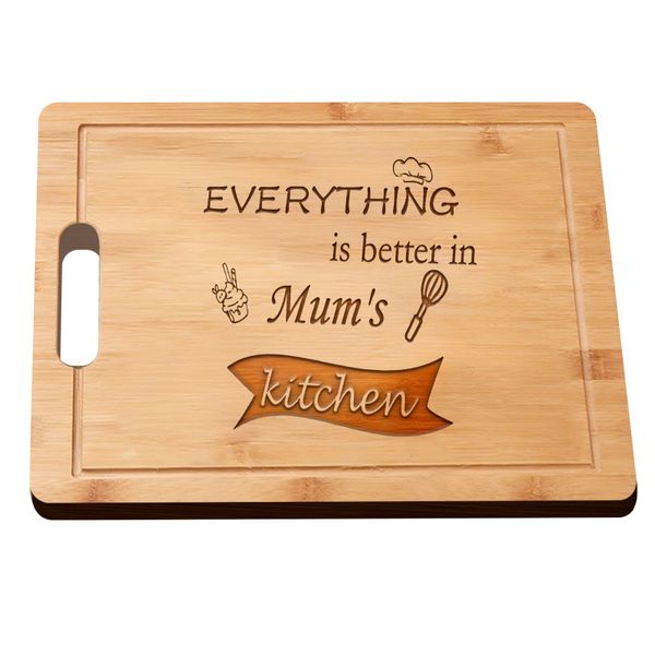 Laser Engraved Bamboo Cutting Board for Moms Kitchen Decor