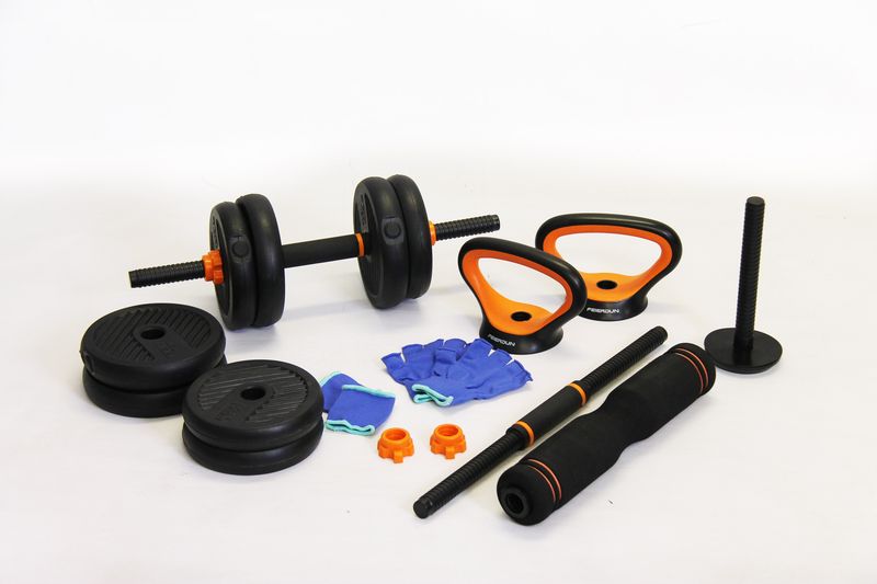 Fine Health - 6 in 1 Adjustable Dumbbell, Kettlebell &amp; Barbell Set