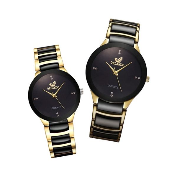 Quartz Mens Black Analogue Watch Set