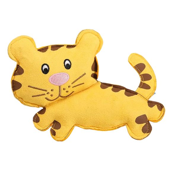 Plush &amp; Squeaky Tiger Dog Toy - Soft Suede Finish (19.5cm x 13cm)