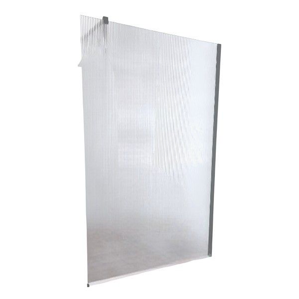 Fluted Shower Screen Clear with Silver or Black 1200W