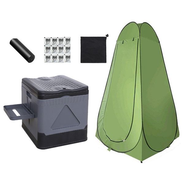 Portable Travel Camping Folding Toilet, Equipped with a Tent, Lid and Tray