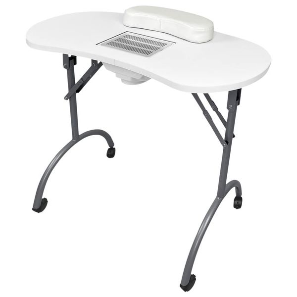 Professional White Manicure Foldable Nail Table/Desk with Dust Collector