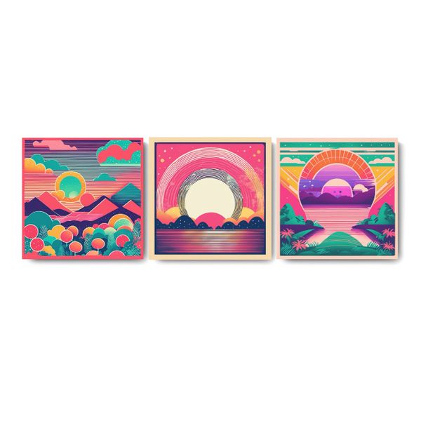 Canvas Wall Art - Nostalgic Vibes - Set of 3