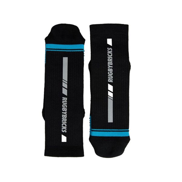 Rugby Bricks Hot Stepper Gripper Socks Black/Lake Blue Size Uk 11-13