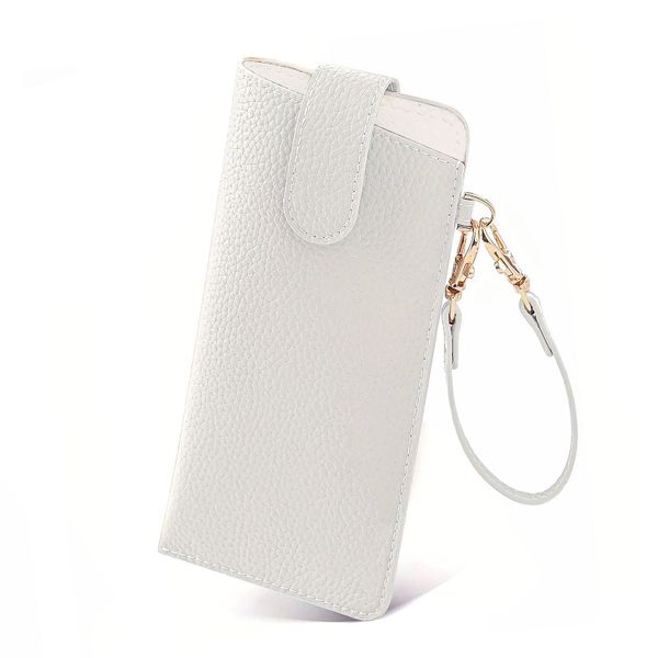 Soft Leather Sunglass Case with Button Clip Strap Portable Travel