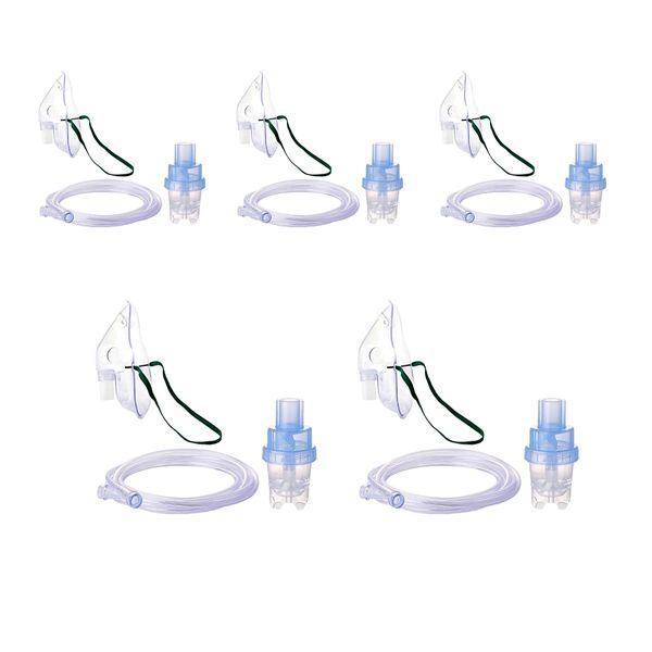 Nebulizer Mask With Chamber, Tubing &amp; Elasticated Straps - Kiddies - 5 Pack