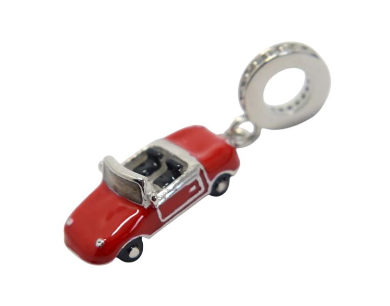 925 Sterling Silver Charm, Red Sports Carcharm for Bracelet Charm for Women