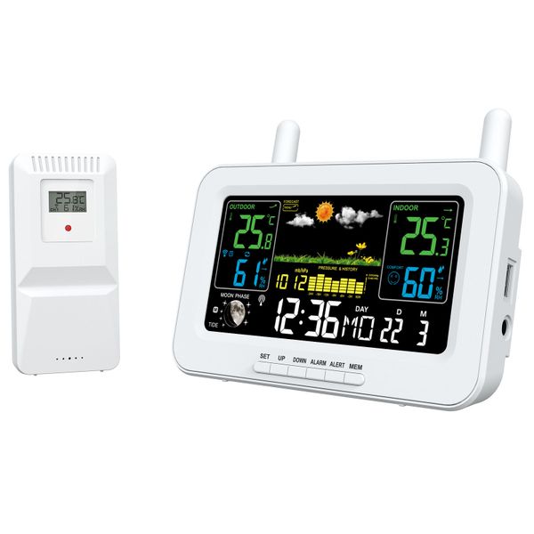 Weather Station Wireless Indoor Thermometer - Colour Display Humidity Monitor