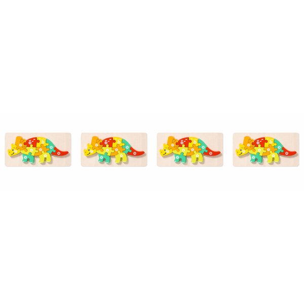 4 Pack - Educational Triceratops Building Blocks - Multicolour