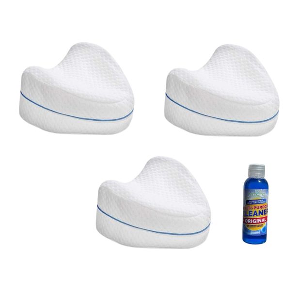 Leg and Knee Foam Support Pillow Set of 3 with Mmafha Multi-Purpose Cleaner