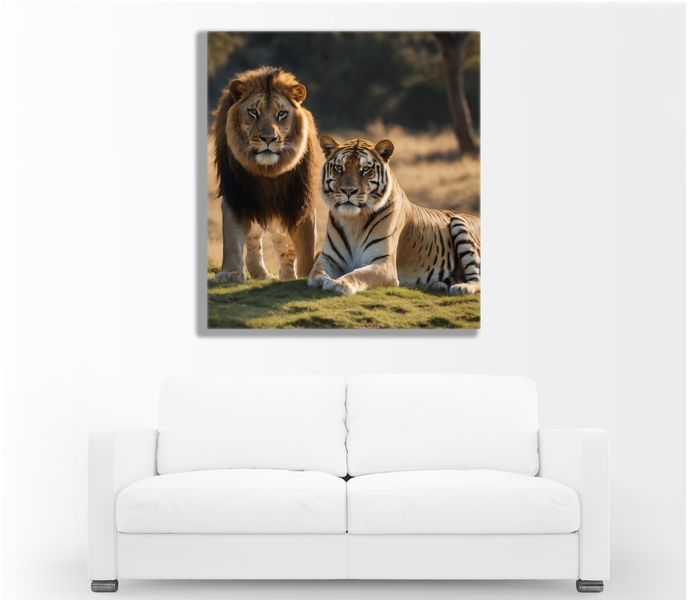 0017 Lion And Tiger Canvas Wall Art