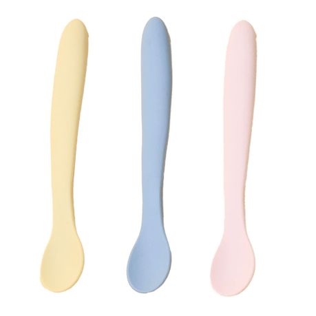 3Pcs Silicone Baby Feeding Spoons - Soft Tip Training Spoons Image