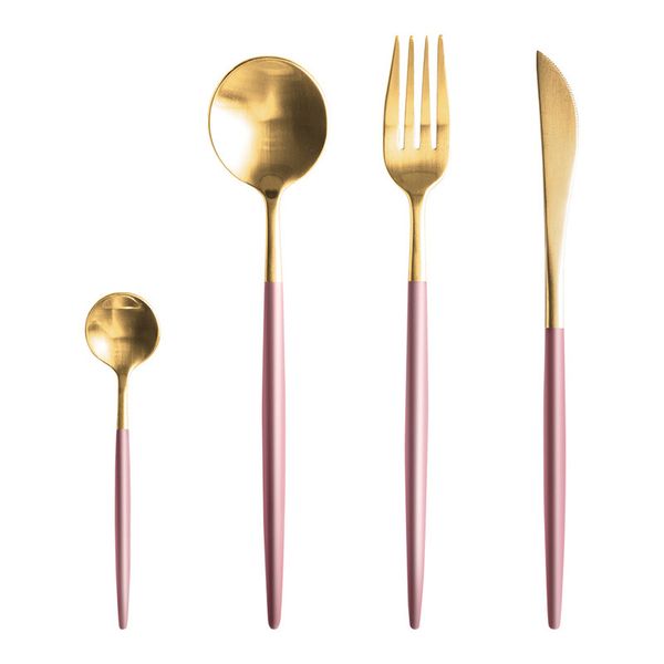 Pink &amp; Gold 304 Stainless Steel Cutlery Set-Premium Dining Utensils -20pcs