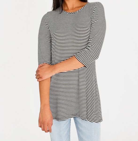 Women's Edit 3/4 Sleeve Tunic - Black &amp; White
