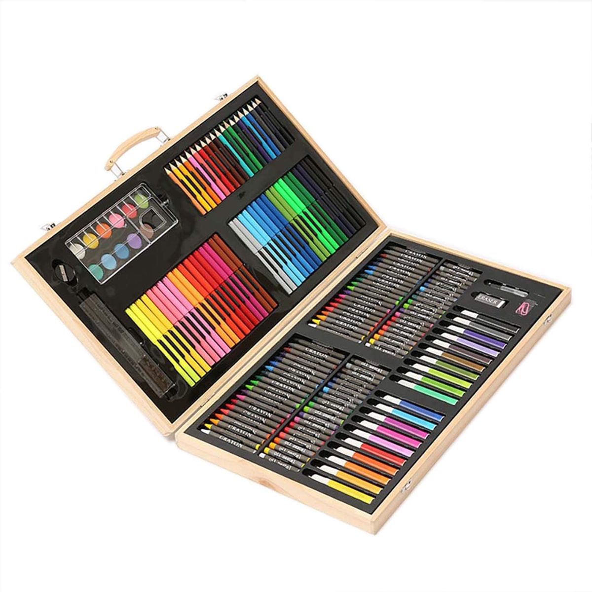 180 Piece Kids Wooden Art Box Drawing Kit | Shop Today. Get it