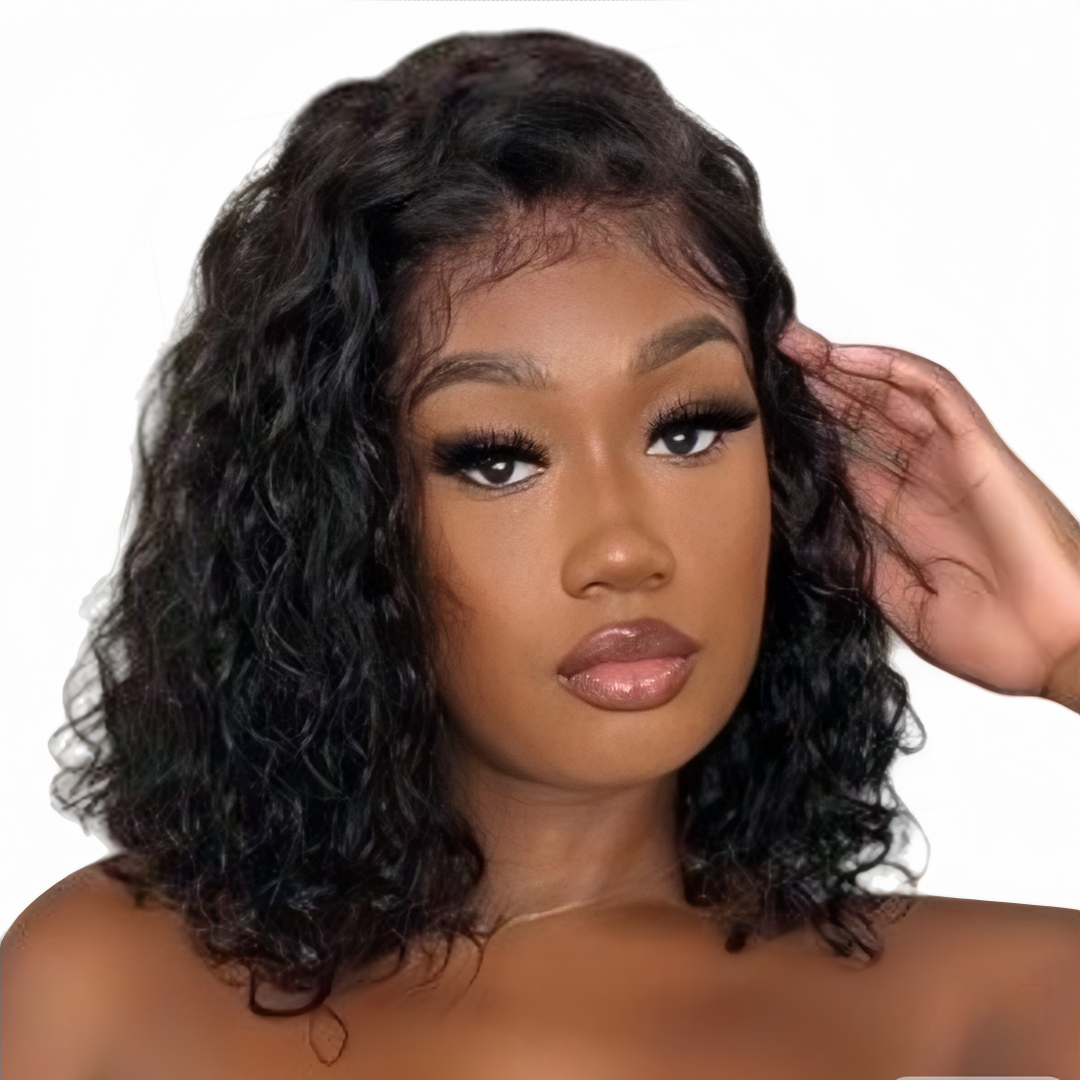 Luvée 12-inch Water Wave Wig Full Frontal Human Hair Transparent Lace ...