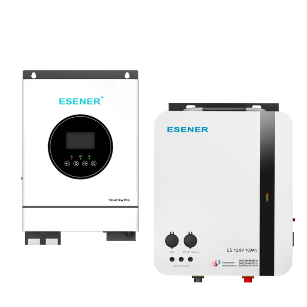 1kW Esener 12V Inverter &amp; 1.28kWh Esener 100Ah Lithium Battery