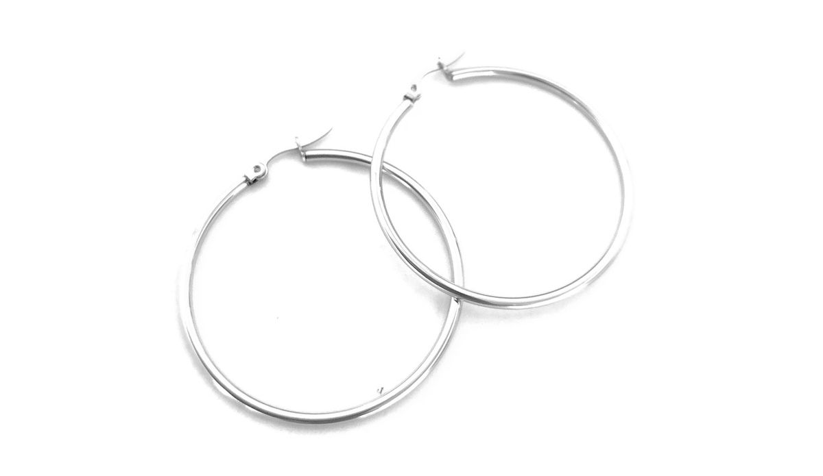 Solid Stainless Steel Large Round Clip Earring 40mm Shop Today