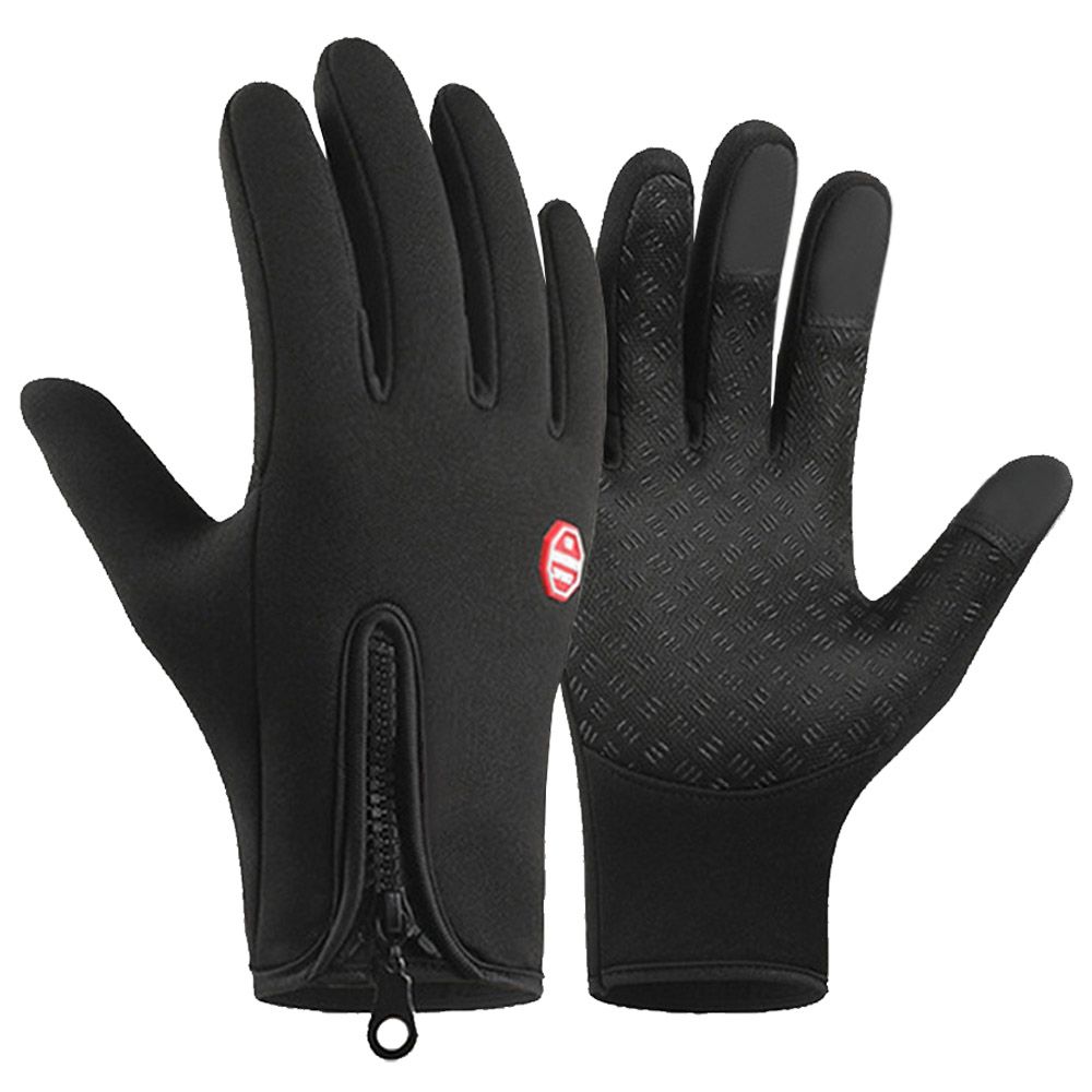 Waterproof Windproof Black Cycling Gloves,Touchscreen,for Winter Sport
