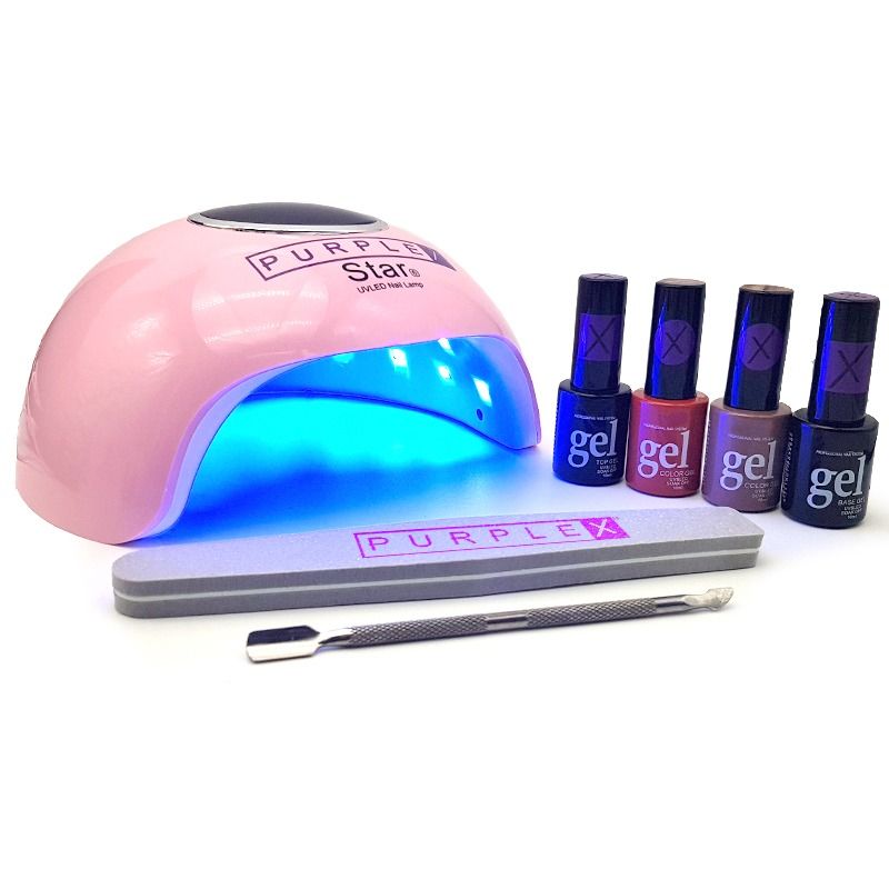 PurpleX Gel Nail Polish Starter Kit & Professional UV/LED Gel Nail Lamp