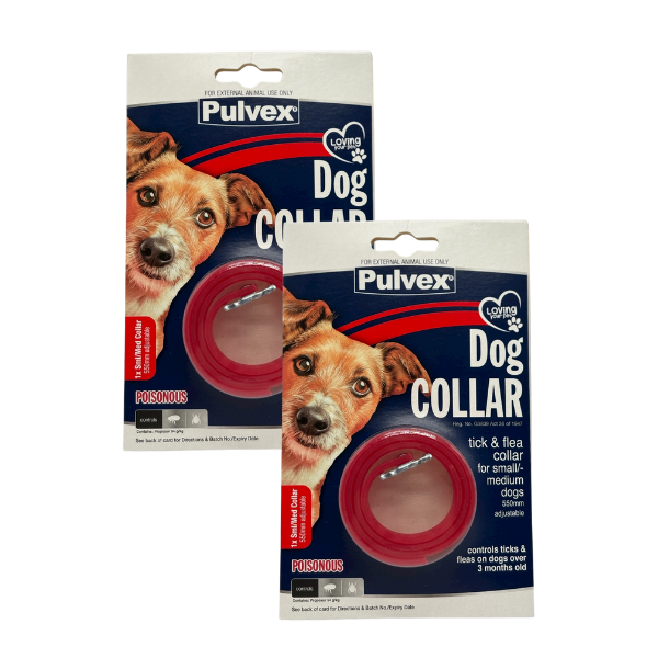 Pulvex Dog Collar for Fleas &amp; Ticks - Small &amp; Medium Dogs - Pack of 2