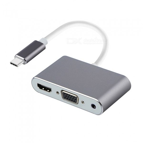 Type-C to HDMI / VGA / Audio and USB3.0 HUB Adapter