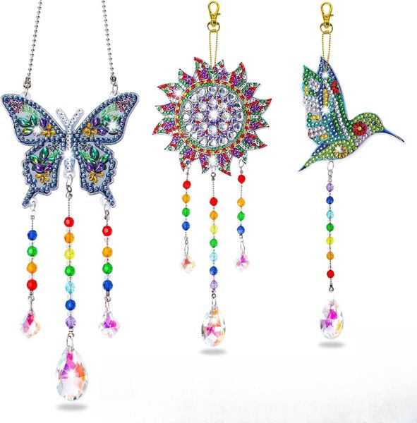 3 Pcs Diamond Painting Suncatchers Hummingbird Hanging Sun Catcher Kits