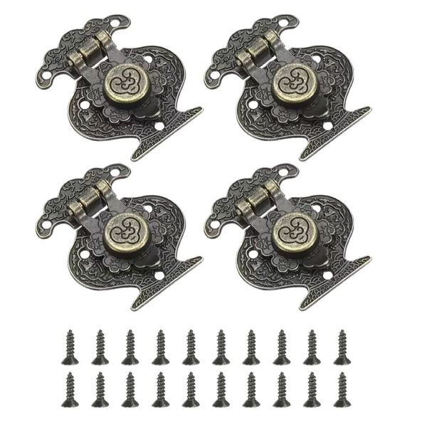 Tool Vintage Antique Bronze Jewellery Box Locks With Screws 4pc - 5.1cm