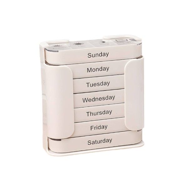 Portable 7-Day Large Capacity Pillbox - White