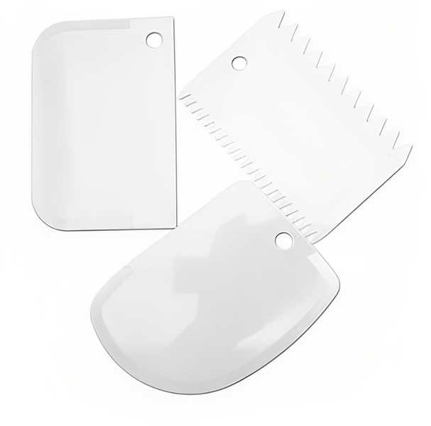 White 3 In 1 Patterns Cake Side Decorating, Icing Smoother Decorating