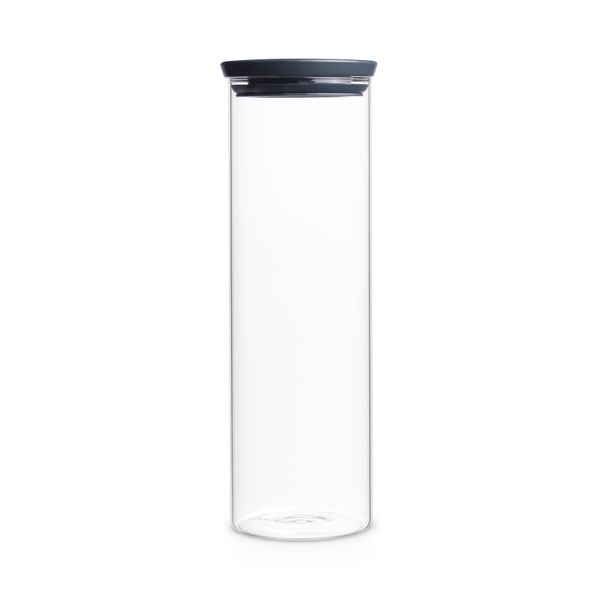 Brabantia - Stackable Glass Jar 1.9L Dark Grey Lid, Modular Kitchen Storage