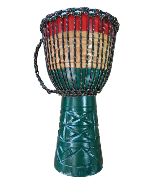 Djembe Hand Drum Red, Cream, Green - 30cm x 60cm