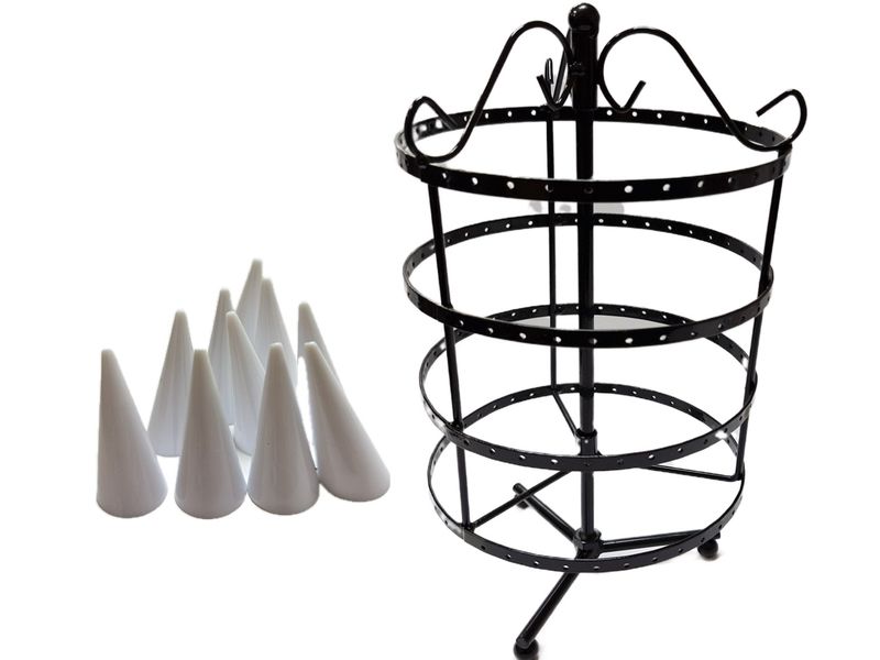 Display Combo 192 Holes Earring Display and 10 Piece Ring Cone