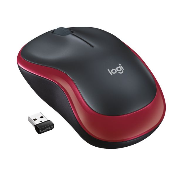 Logitech M185 Wireless Mouse-Red, 2.4GHz with USB Mini Receiver