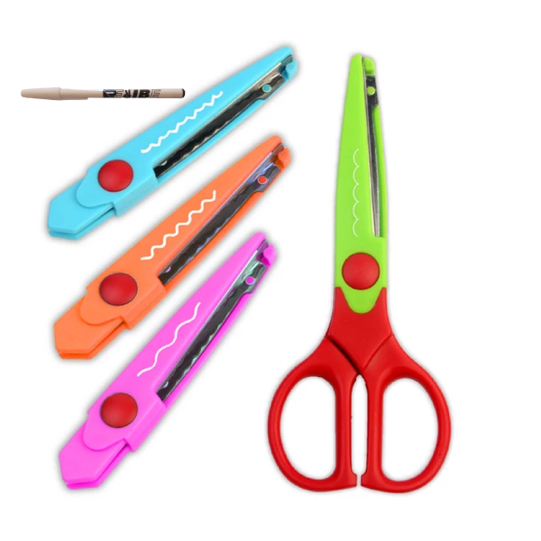 Crinkle Cut Craft Scissors with 4 Different Patterns With Added ReVibe Pen