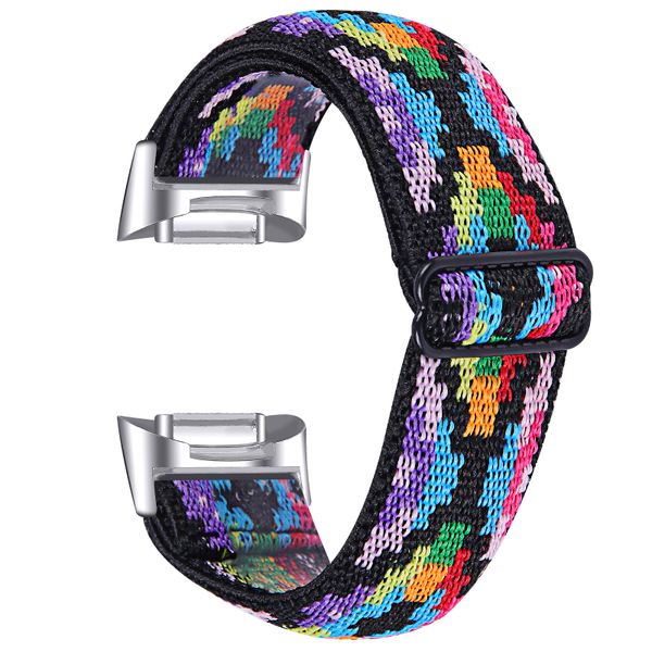 Nylon Strap Compatible with Fitbit charge 5/6-Aztec Colourful