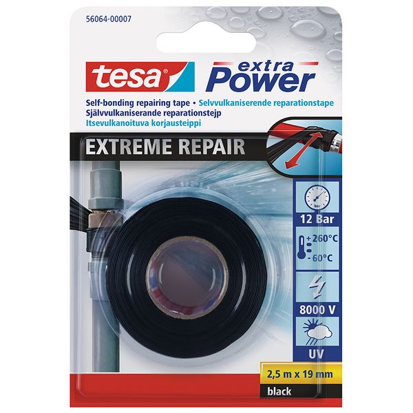 TESA Extreme Repair Tape Self-Bonding 2.5m x 19mm Black