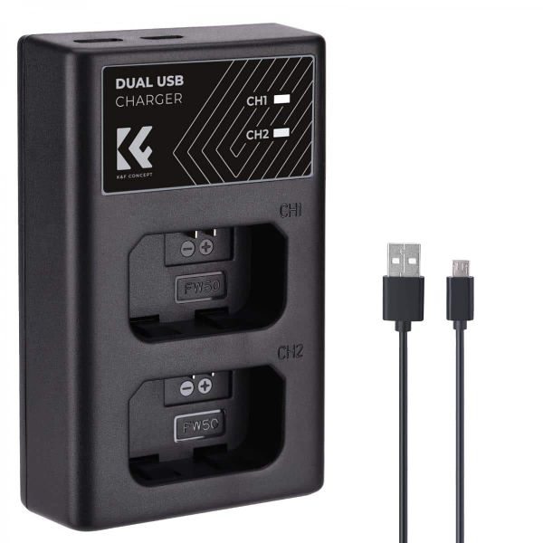 K&amp;F Dual Charger for Sony FW-50 batteries | KF28.0009