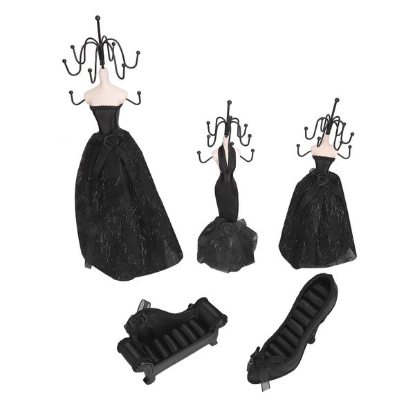 ("Black Jewelry Display Stand Set w/ Heel &amp; Sofa for Necklaces, Earrings, Bracelets &amp; Rings")