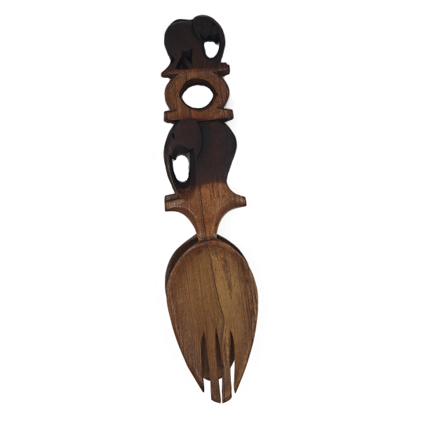 Fayside Rose Wood Hanging Elephant Spoon &amp; Fork