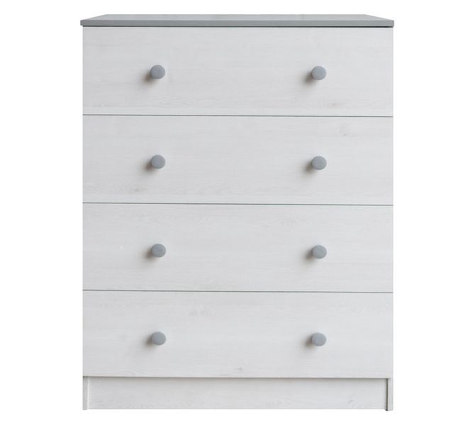 4-Drawer Chest White Wood-Grain and Grey (450 x 800 x 1060 mm)