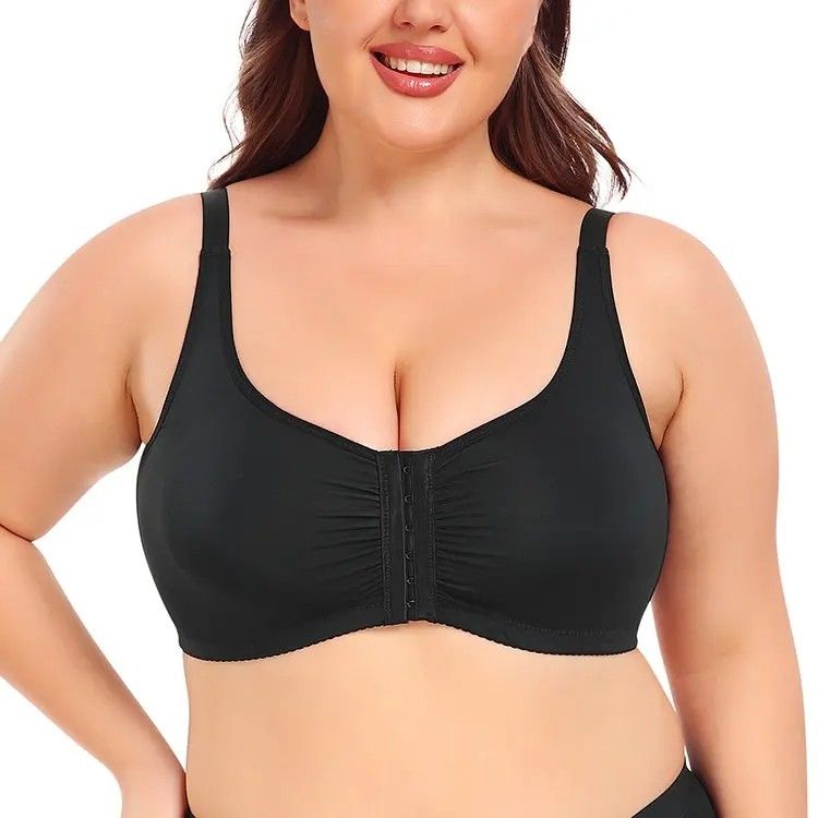 Women's Plus Size Front-Open Wireless Bra Soft Full Coverage & Unpadded