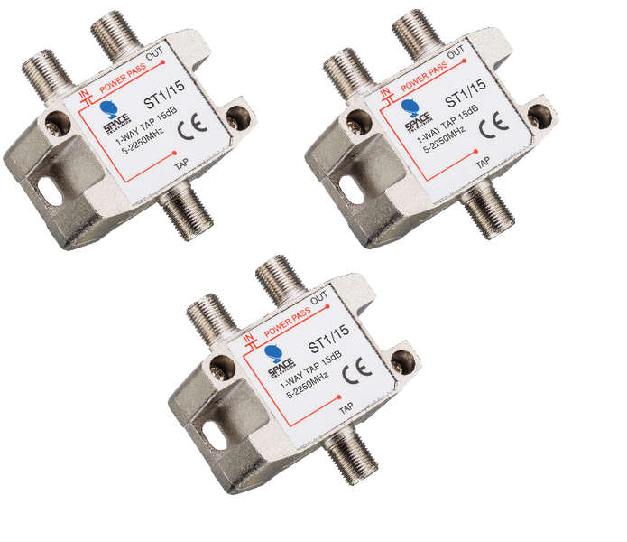 Space TV Satellite IF Tap - 1 Way - 15db (5 – 2250MHz) - 3 Pack