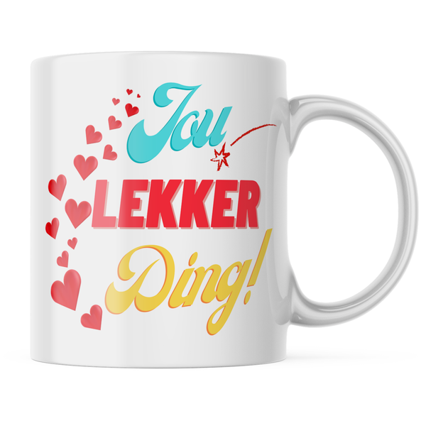 Ceramic Jou Lekker Ding Mug - White - 11 OZ