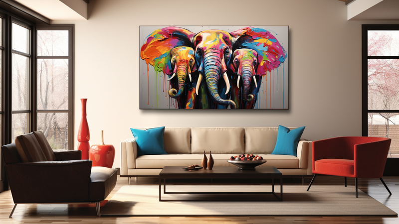 Canvas Wall Art - Colourful Creatures Elephant Abstract - HD0216